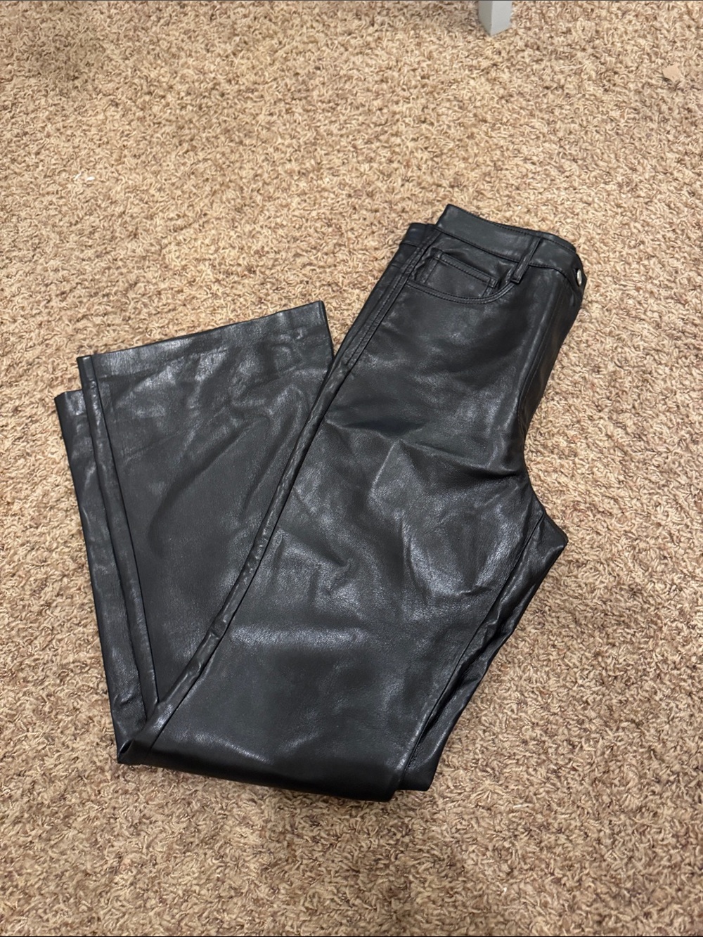 Aritzia Women’s Black Faux Leather Boot Cut Jeans